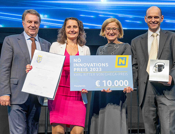 Bild: Die berührungslose Füllstandmessung von Microtronics wurde mit dem NÖ I­nnovationspreis 2023 ausgezeichnet. Mit dem Preisgeld von 10.000 Euro will  das Unternehmen weiter forschen.