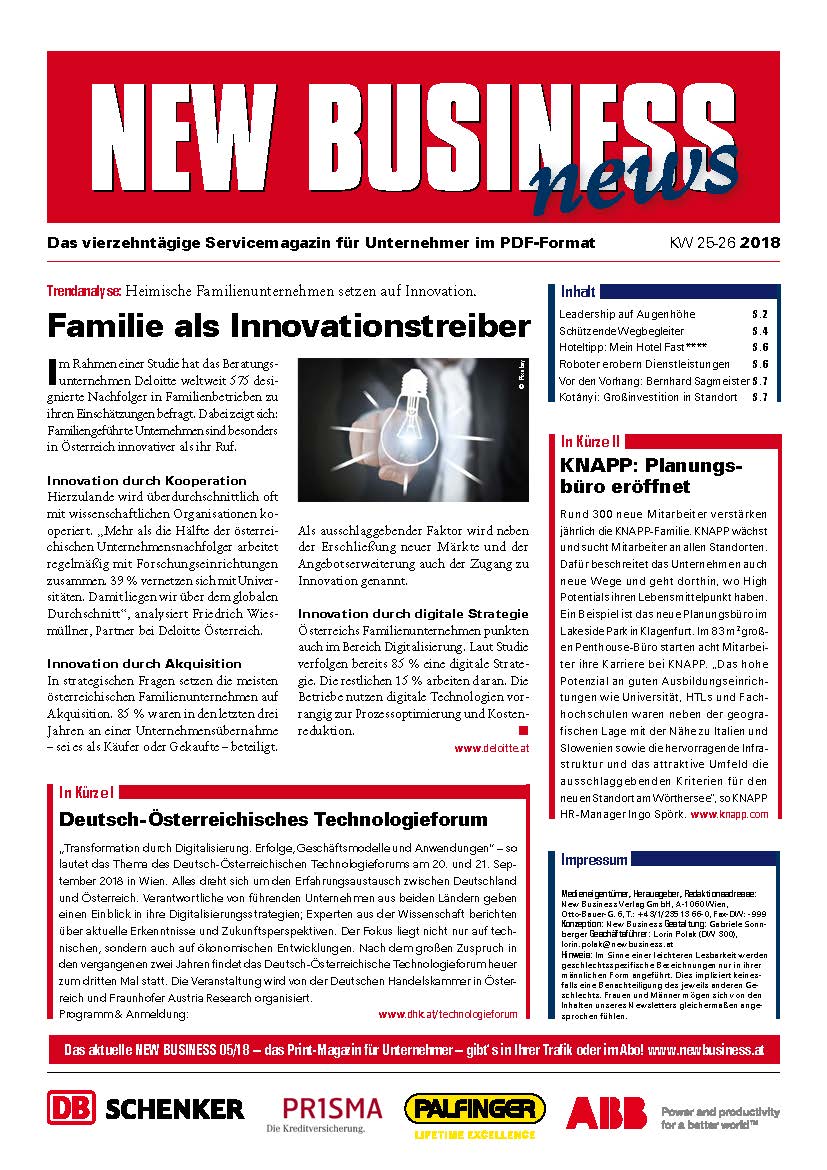 Cover: NEW BUSINESS News - 25-26/2018