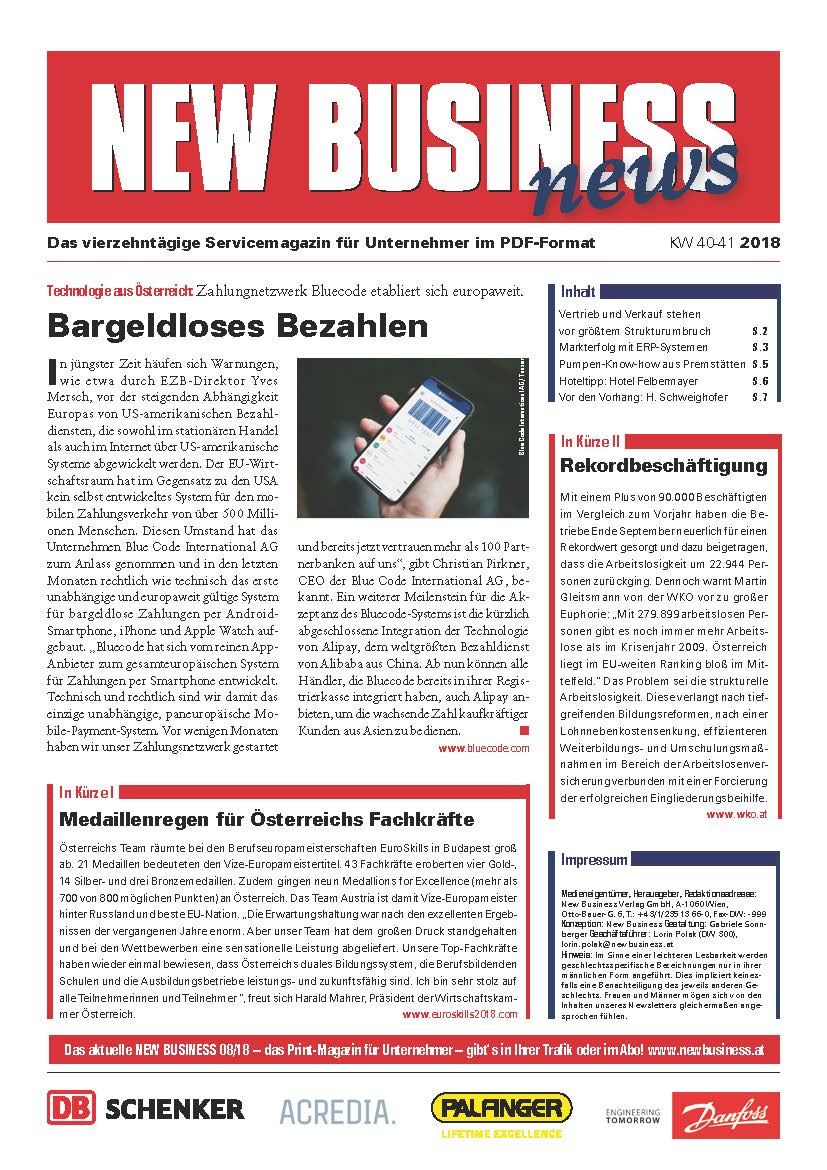 Cover: NEW BUSINESS News - 40-41/2018