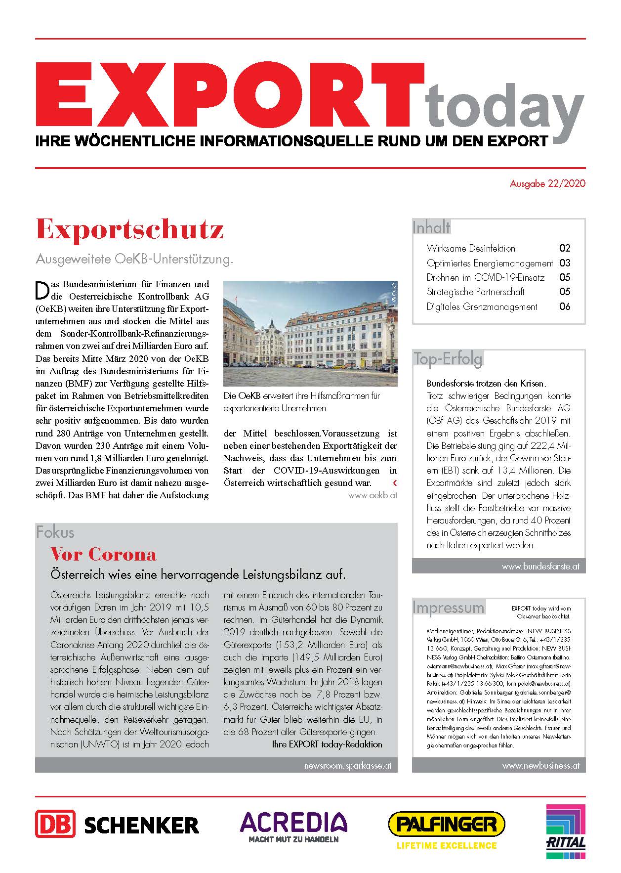 Cover: EXPORT today online - 22/2020