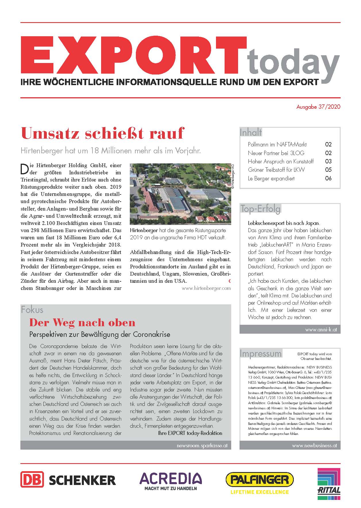 Cover: EXPORT today online - 37/2020