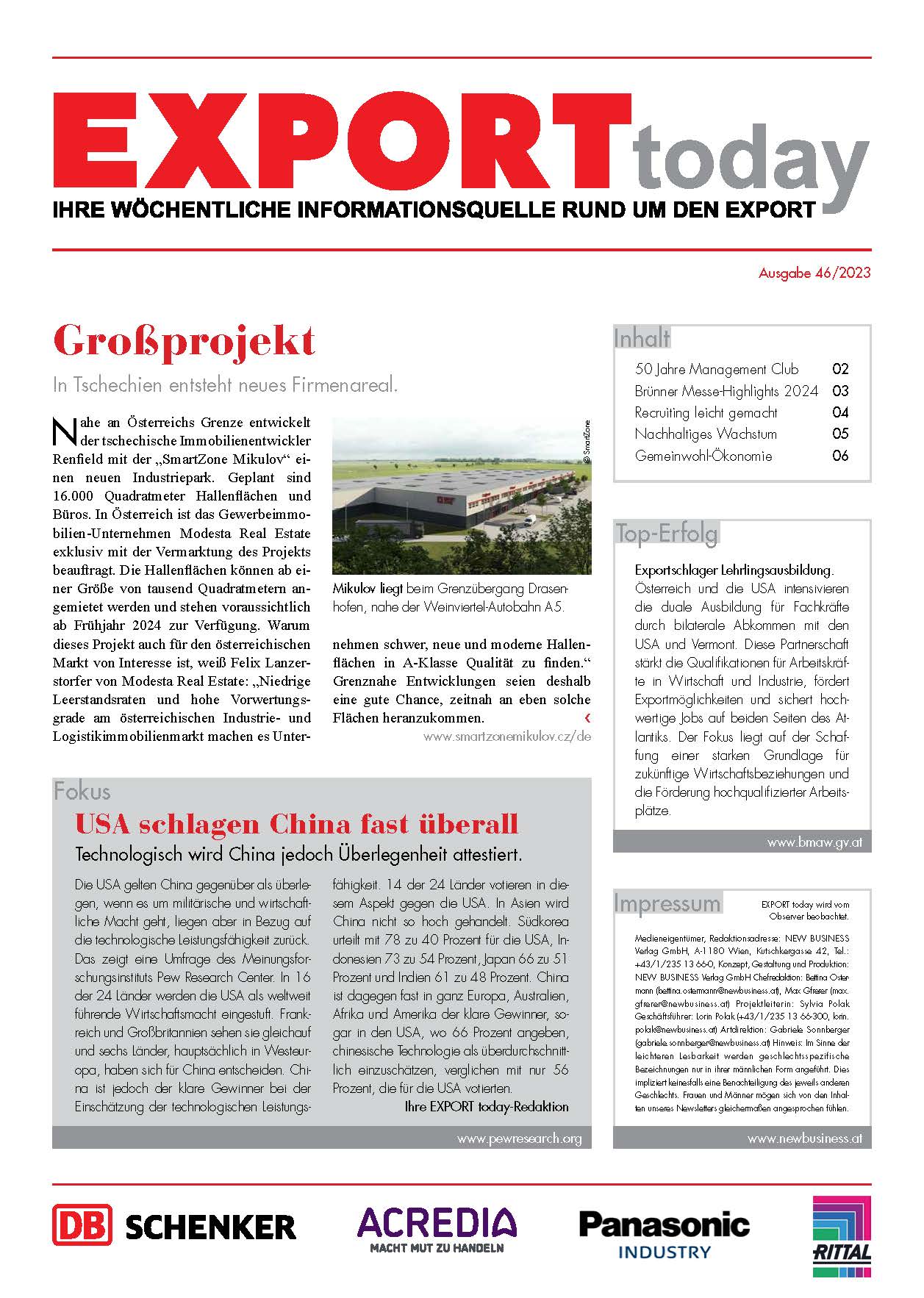 Cover: EXPORT today online - 46/2023