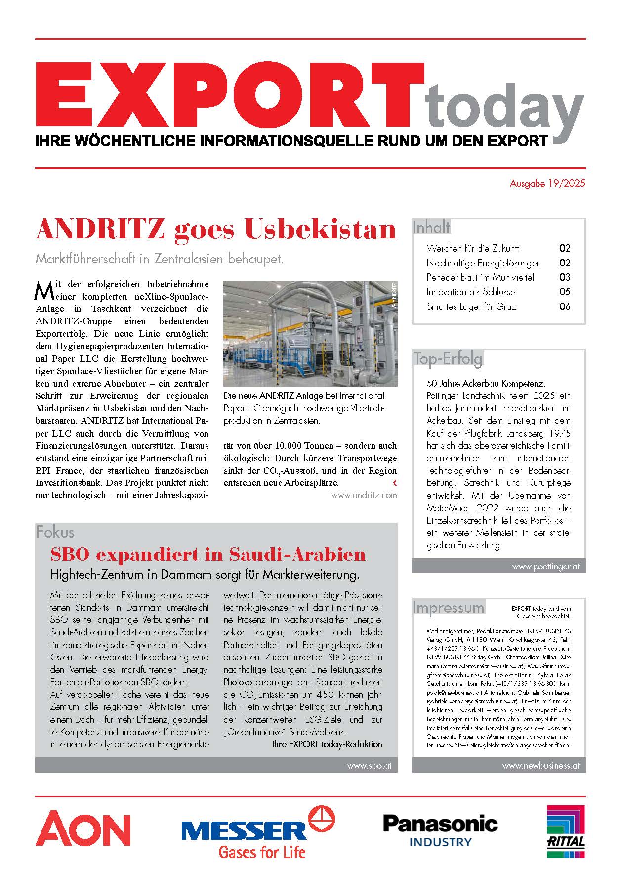 Cover: EXPORT today online - 19/2025