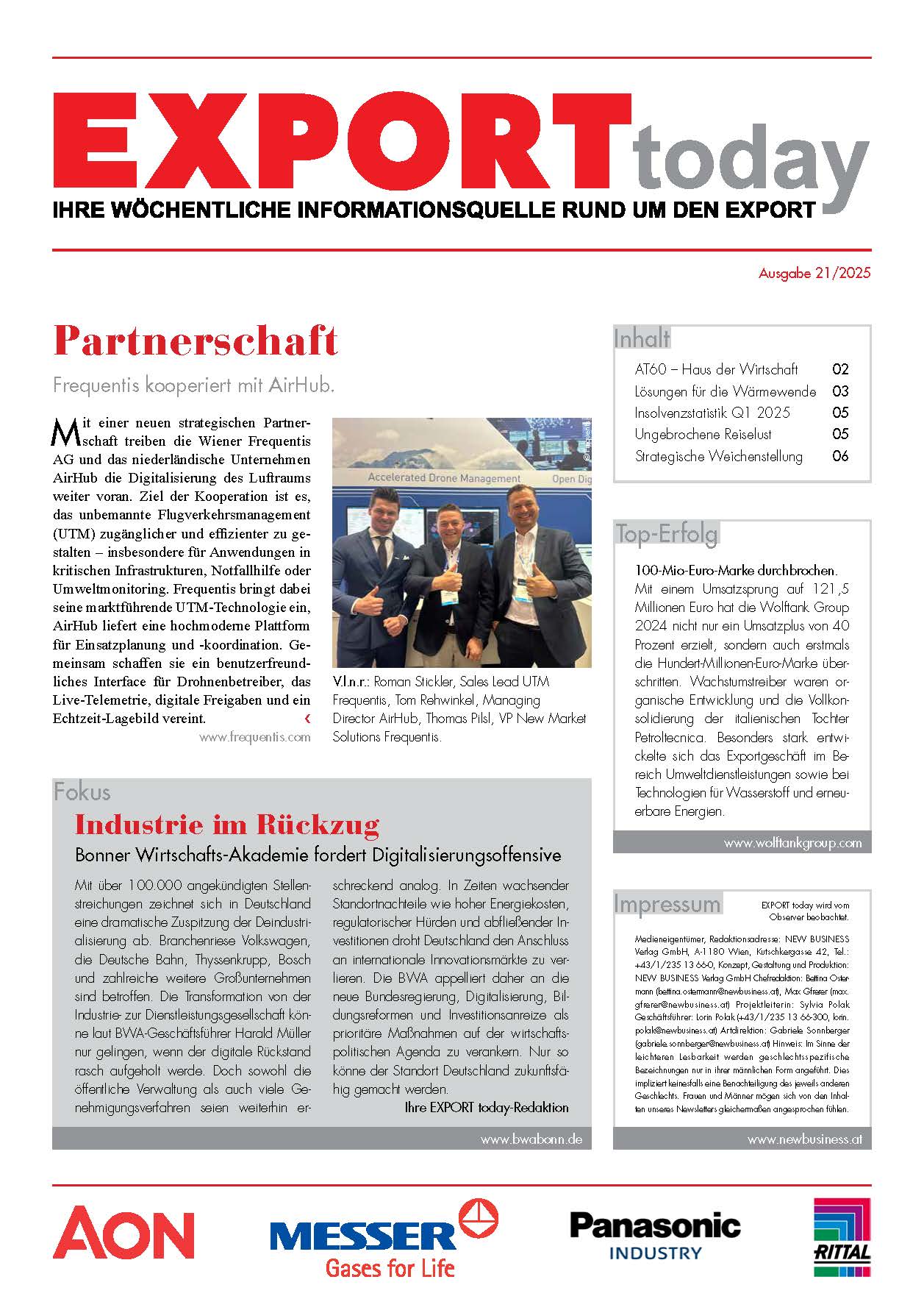 Cover: EXPORT today online - 21/2025