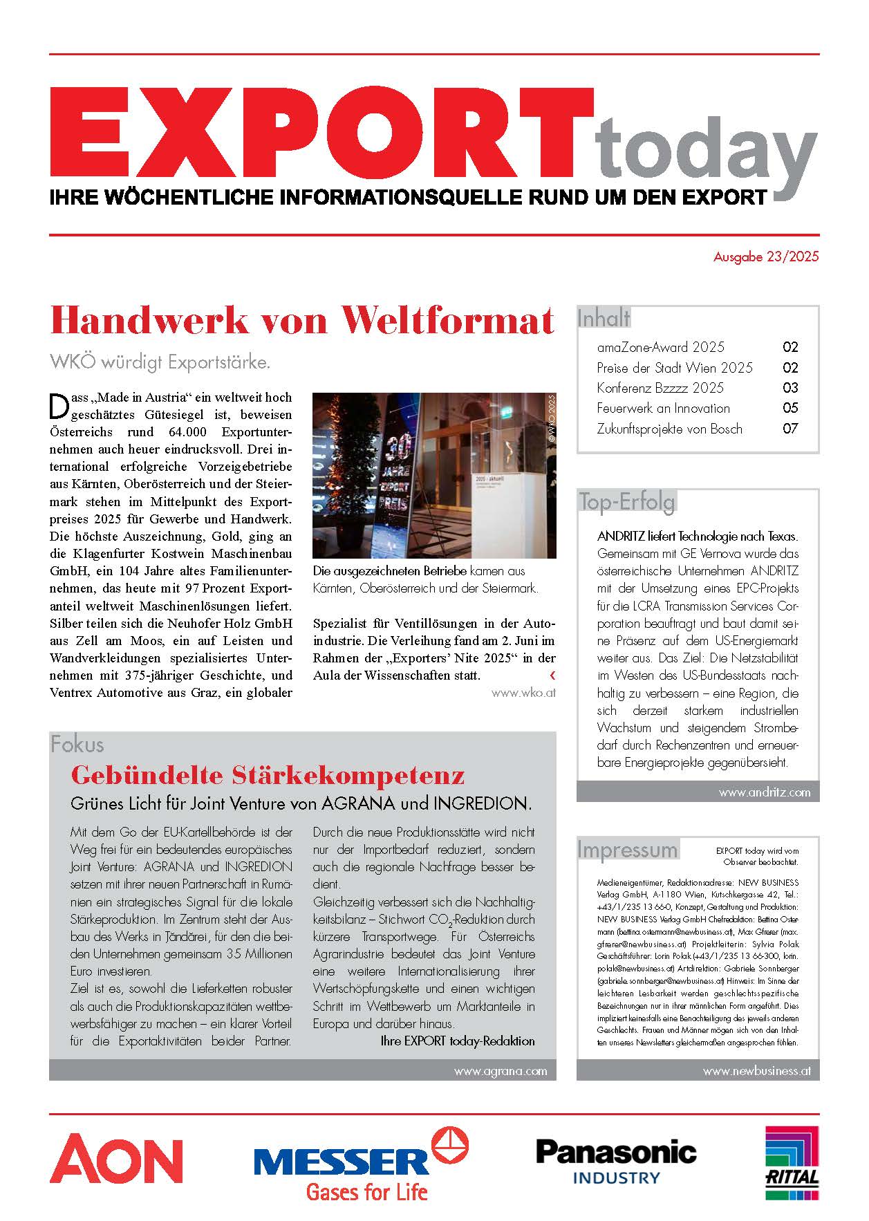 Cover: EXPORT today online - 23/2025