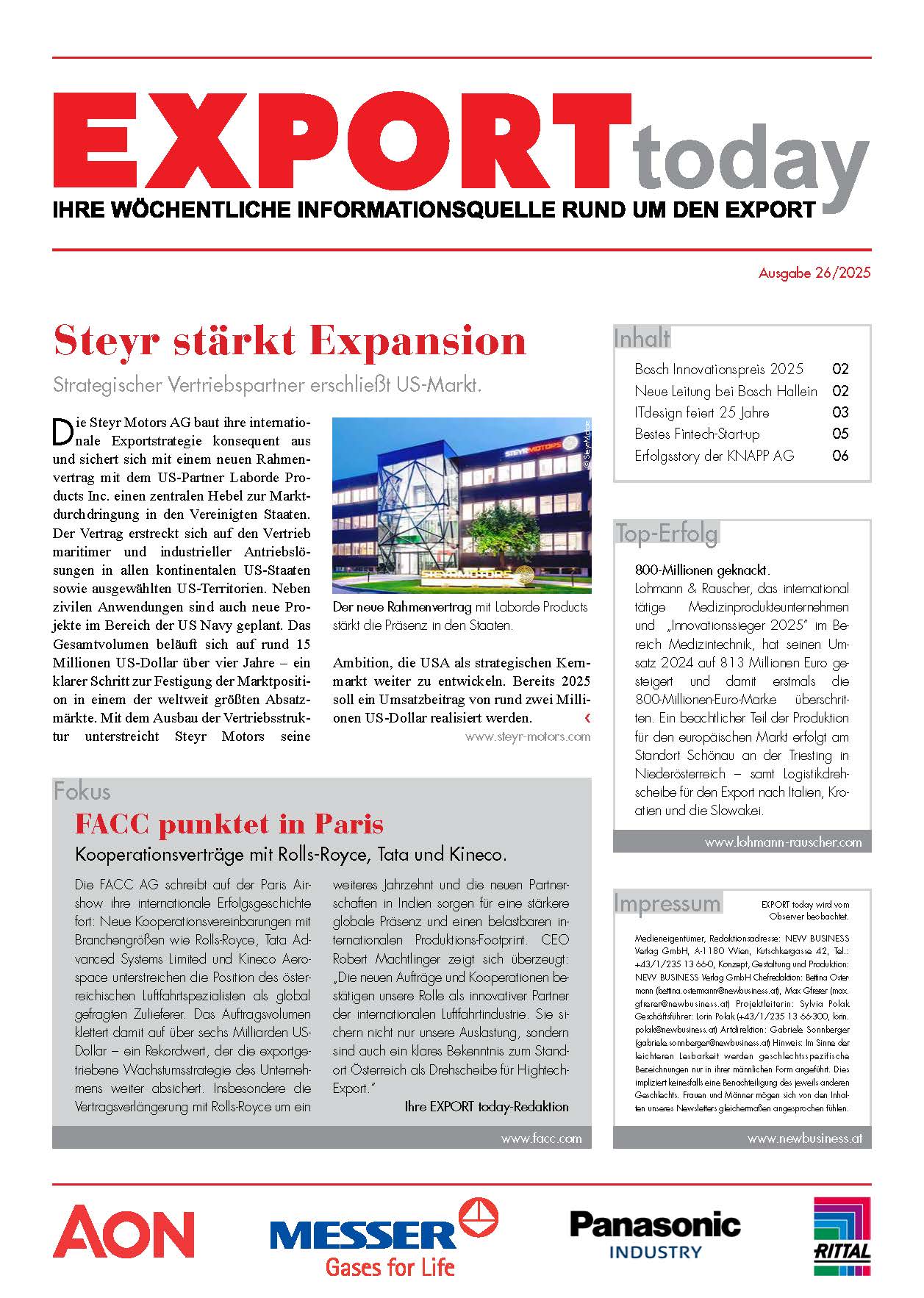 Cover: EXPORT today online - 26/2025