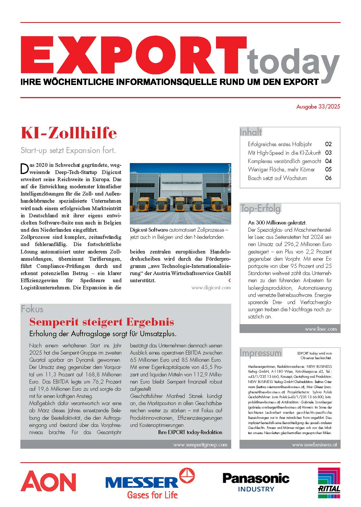 Cover: EXPORT today online - 33/2025