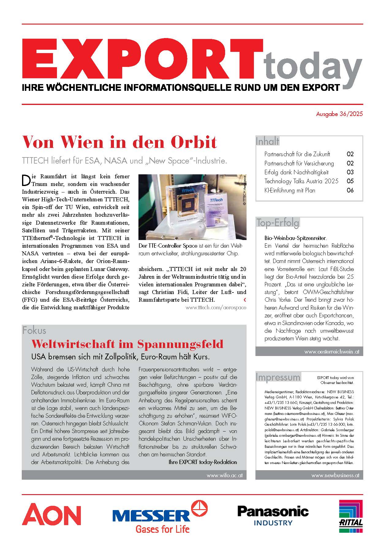 Cover: EXPORT today online - 36/2025
