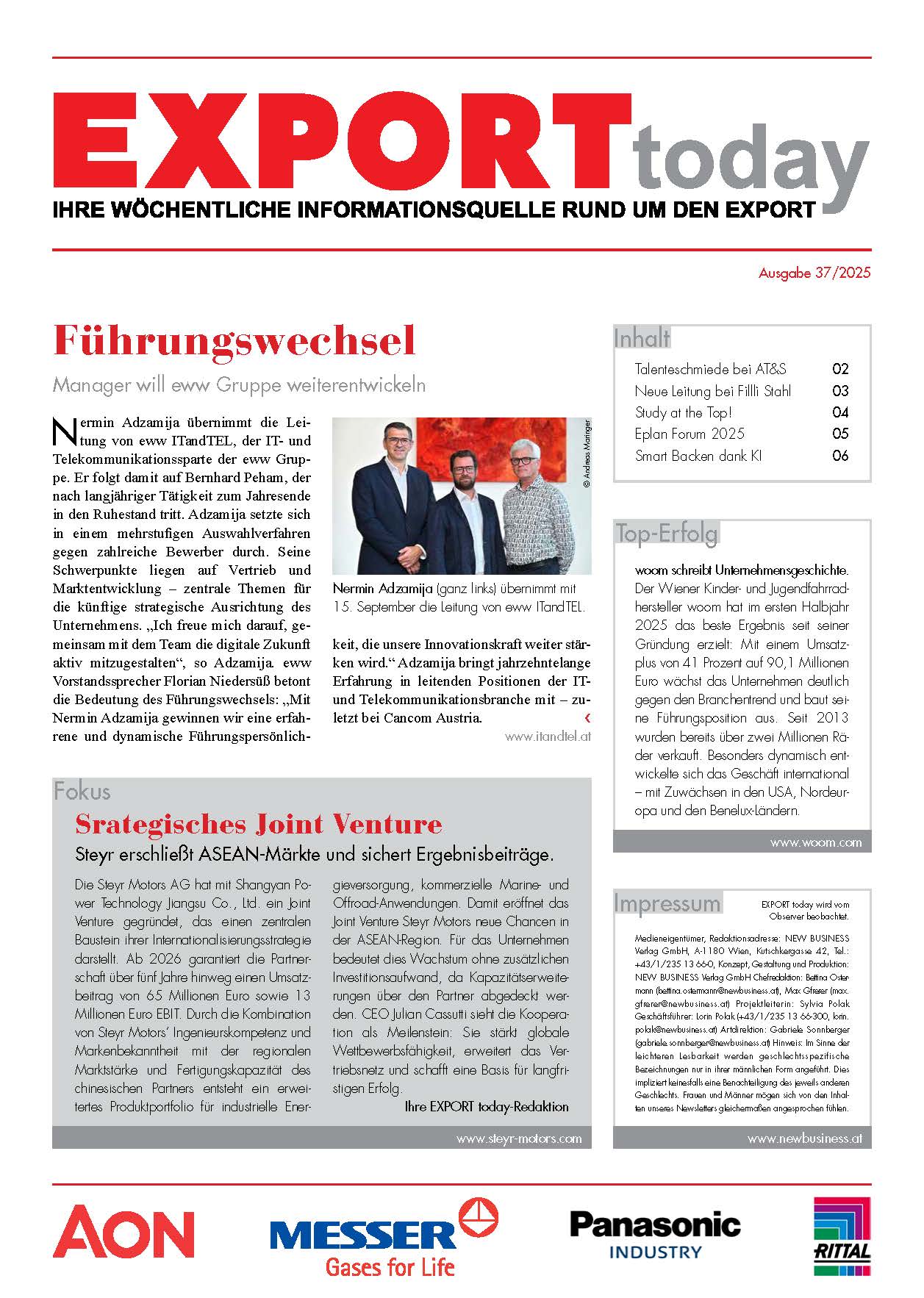 Cover: EXPORT today online - 37/2025