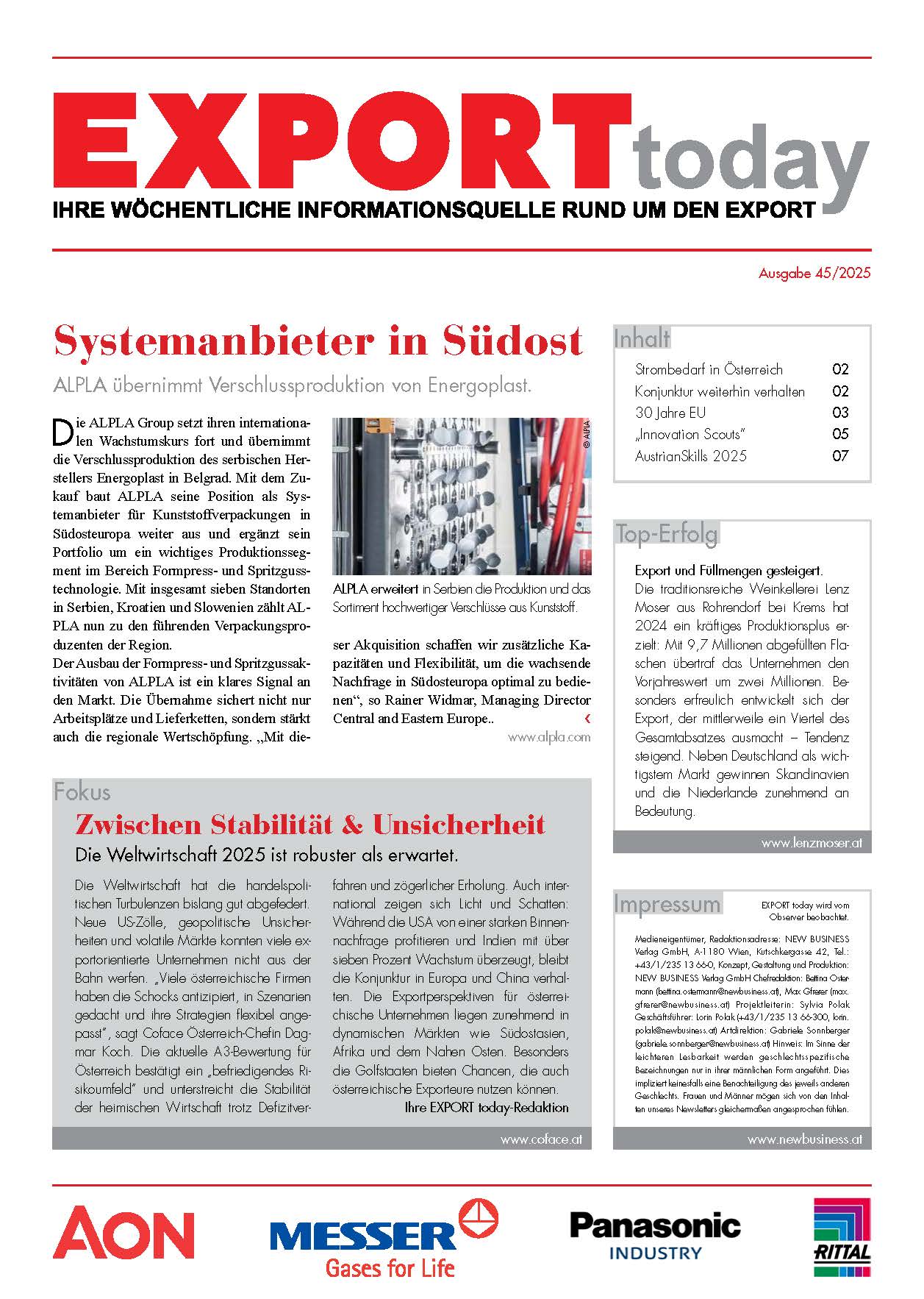 Cover: EXPORT today online - 45/2025