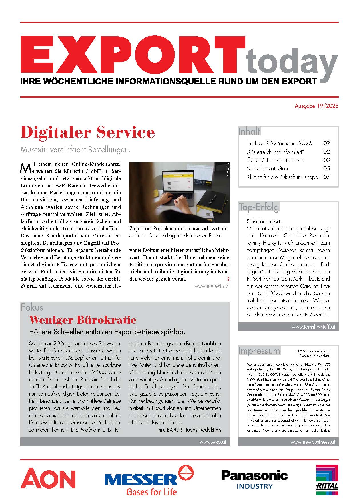 Cover: EXPORT today online - 19/2026