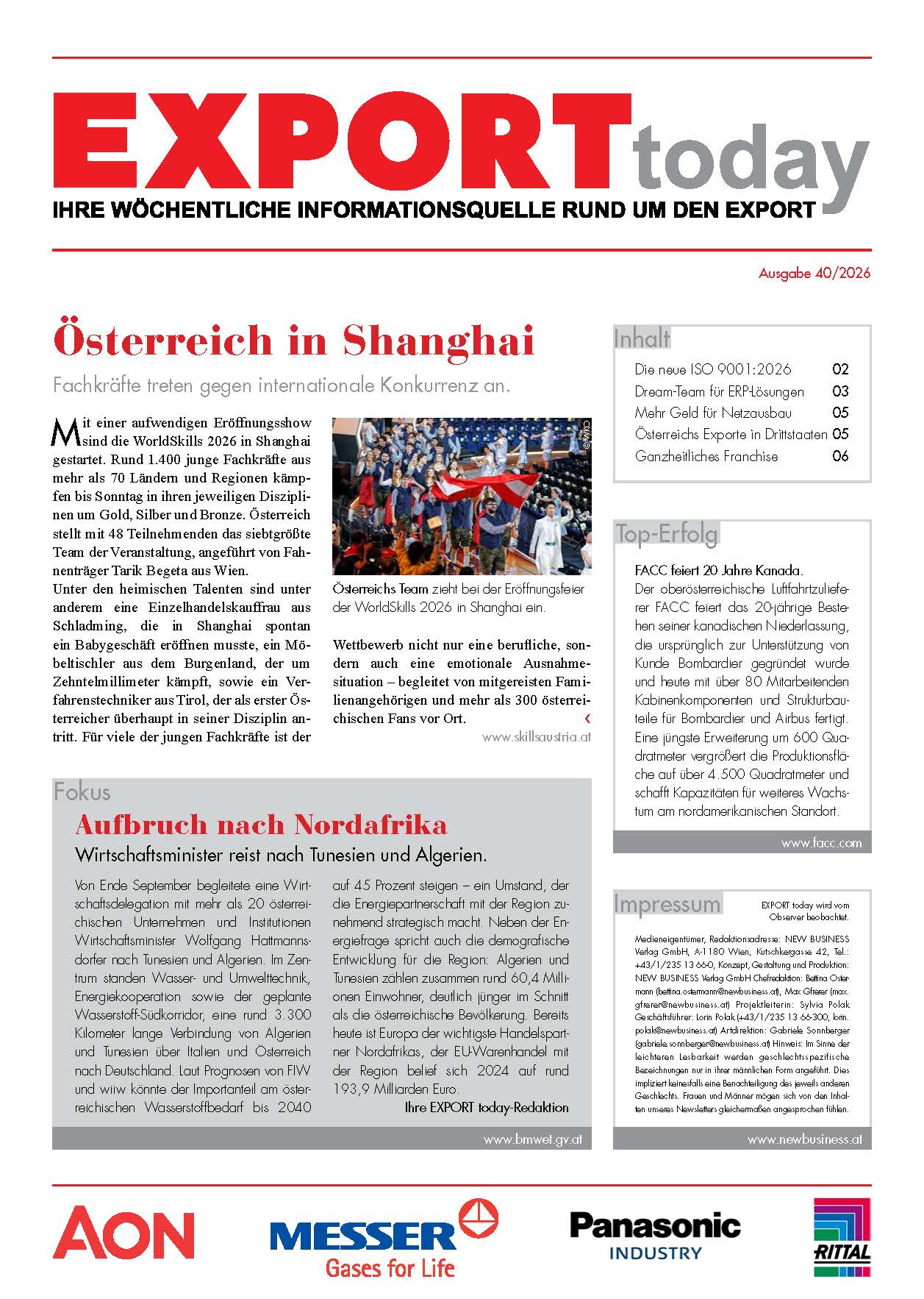 Cover: EXPORT today online - 40/2026